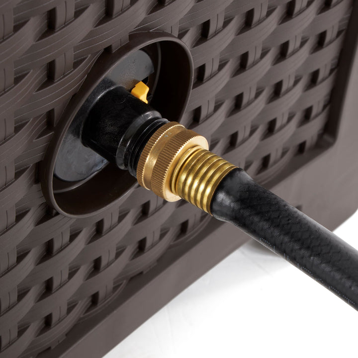 Suncast 175 Foot Slide Trak Outdoor Garden Water Hose Hideaway, Mocha (2 Pack) - VMInnovations