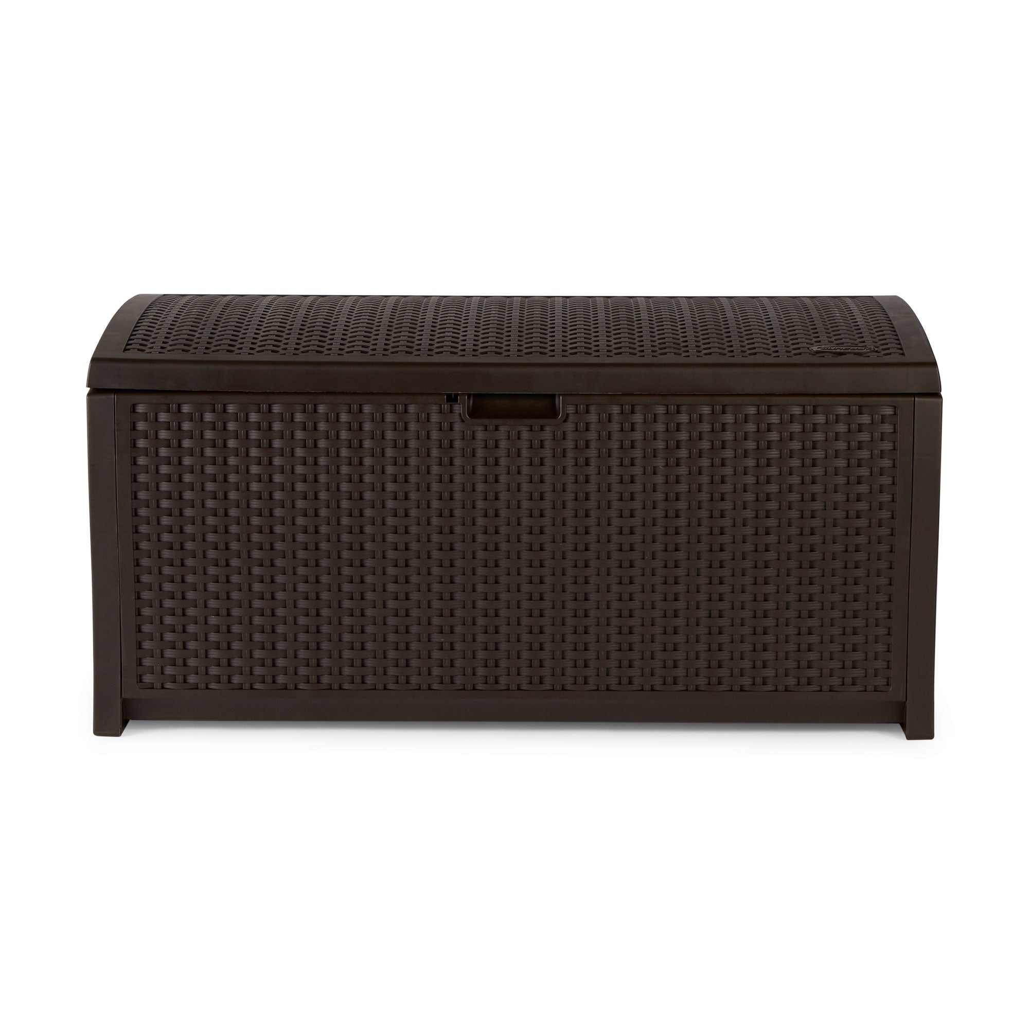 Suncast 73 Gallon Mocha Wicker Resin Outdoor Patio Storage Deck Box | Open Box