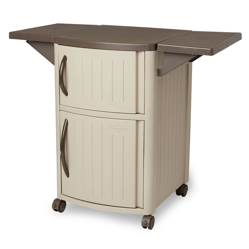Suncast DCP2000 Portable Outdoor Patio Prep Serving Station Table and Cabinet