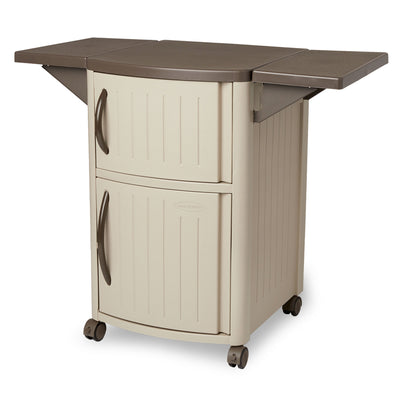 Suncast Portable Outdoor Patio Prep Serving Station Table & Cabinet (Damaged)