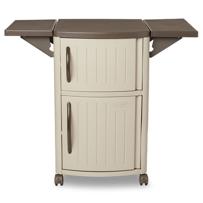 Suncast Portable Outdoor Patio Prep Serving Station Table & Cabinet (Damaged)