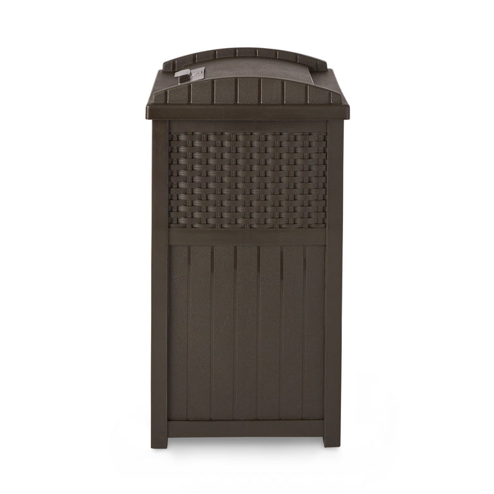 Suncast GHW1732 Trashcan Hideaway Outdoor 33 Gallon Garbage Waste Bin, Brown