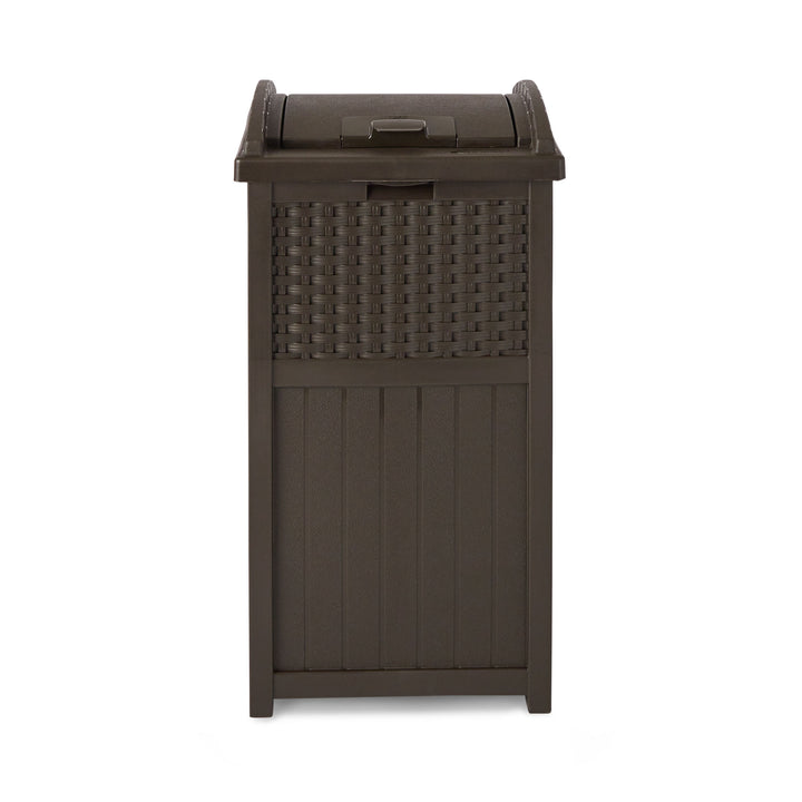 Suncast GHW1732 Trashcan Hideaway Outdoor 33 Gallon Garbage Waste Bin, Brown