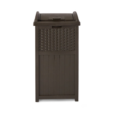 Suncast GHW1732 Home Outdoor Patio Resin Wicker Trash Can Hideaway - (Open Box)
