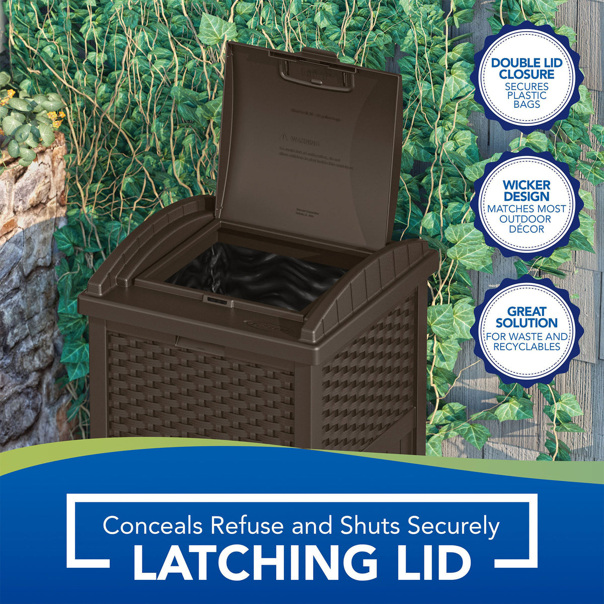 Suncast GHW1732 Home Patio Resin Wicker Trash Can Hideaway - (Open Box) (2 Pack)