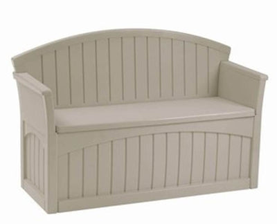 Suncast 50 Gallon Patio Bench Large Outdoor Durable Resin Garden Storage Box