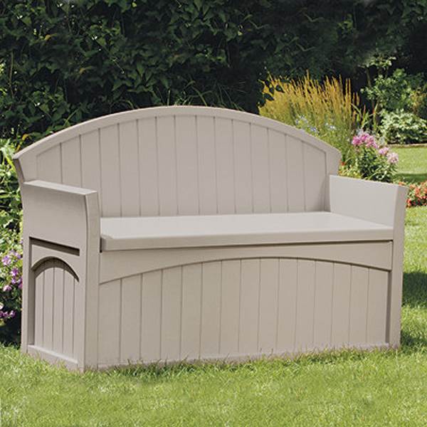 Suncast 50 Gallon Patio Bench Large Outdoor Durable Resin Garden Storage Box