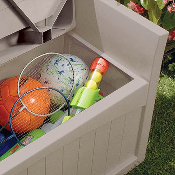 Suncast 50 Gallon Patio Bench Large Outdoor Durable Resin Garden Storage Box