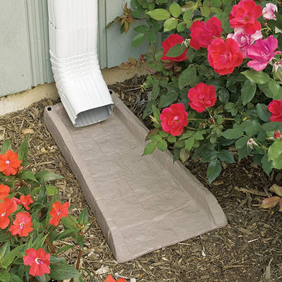Suncast Decorative Rain Gutter Downspout Splash Block, Light Taupe (6 Pack) - VMInnovations