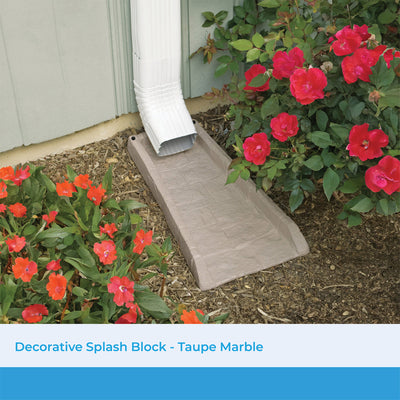 Suncast SB24 Decorative Rain Gutter Downspout Garden Splash Block, Light Taupe - VMInnovations