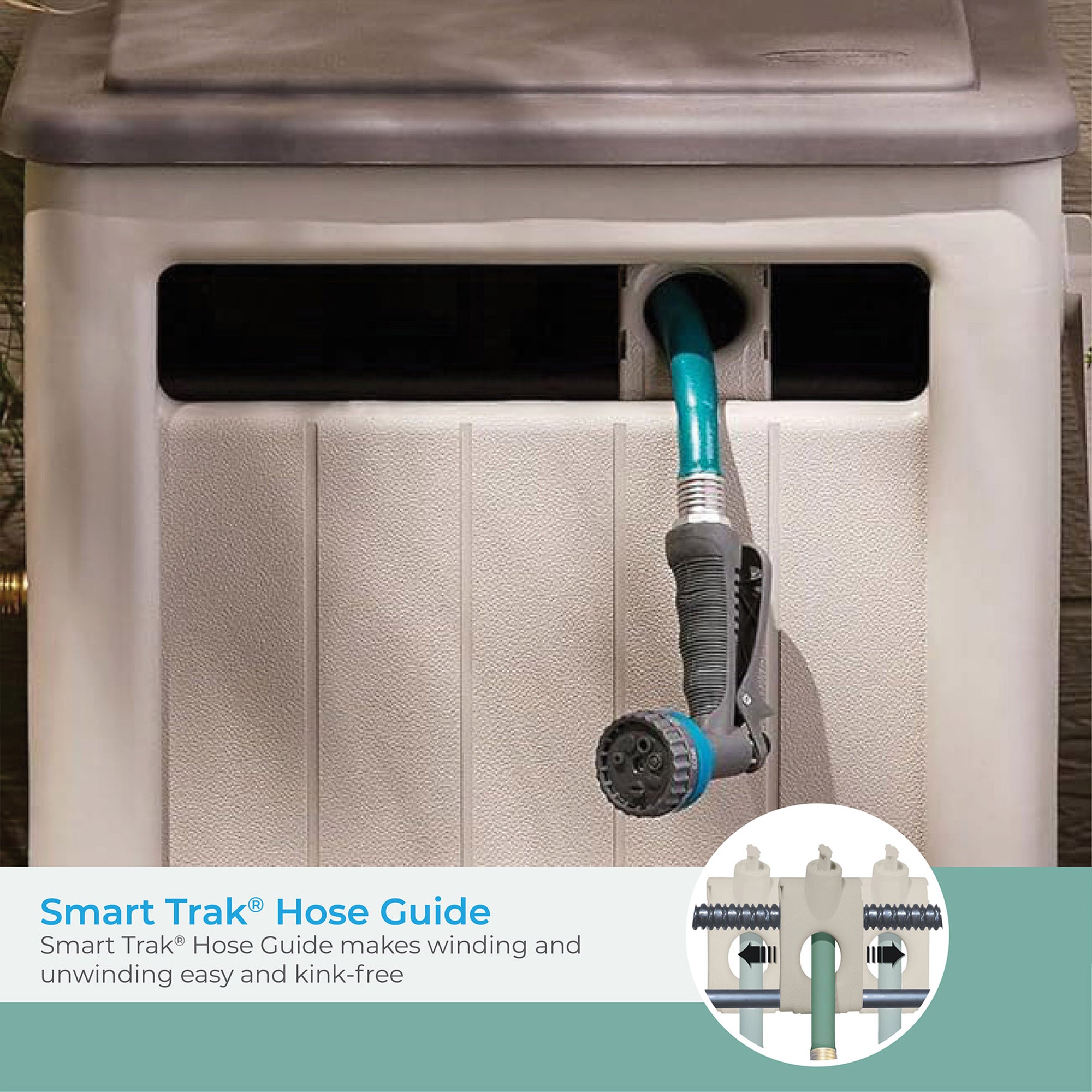 Suncast Swivel Hose Reel Storage Hideaway w/Smart Trak Hose Guide & Bin(Damaged)