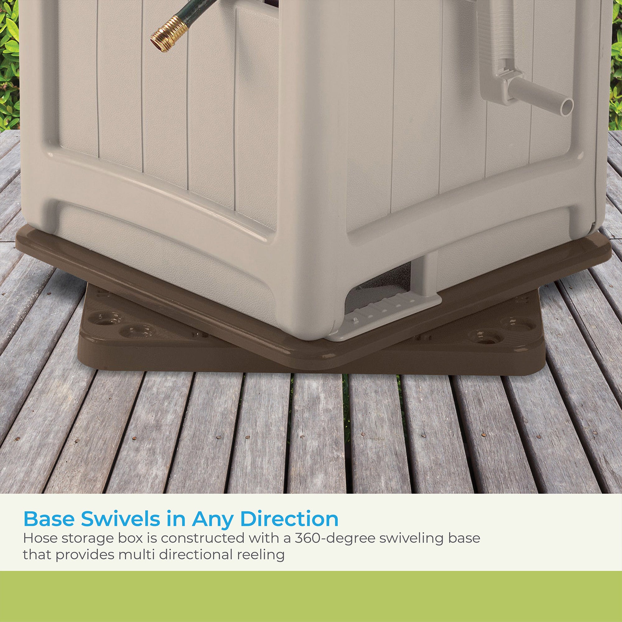 Suncast Swivel Hose Reel Storage w/Smart Trak Hose Guide & Bin | Open Box