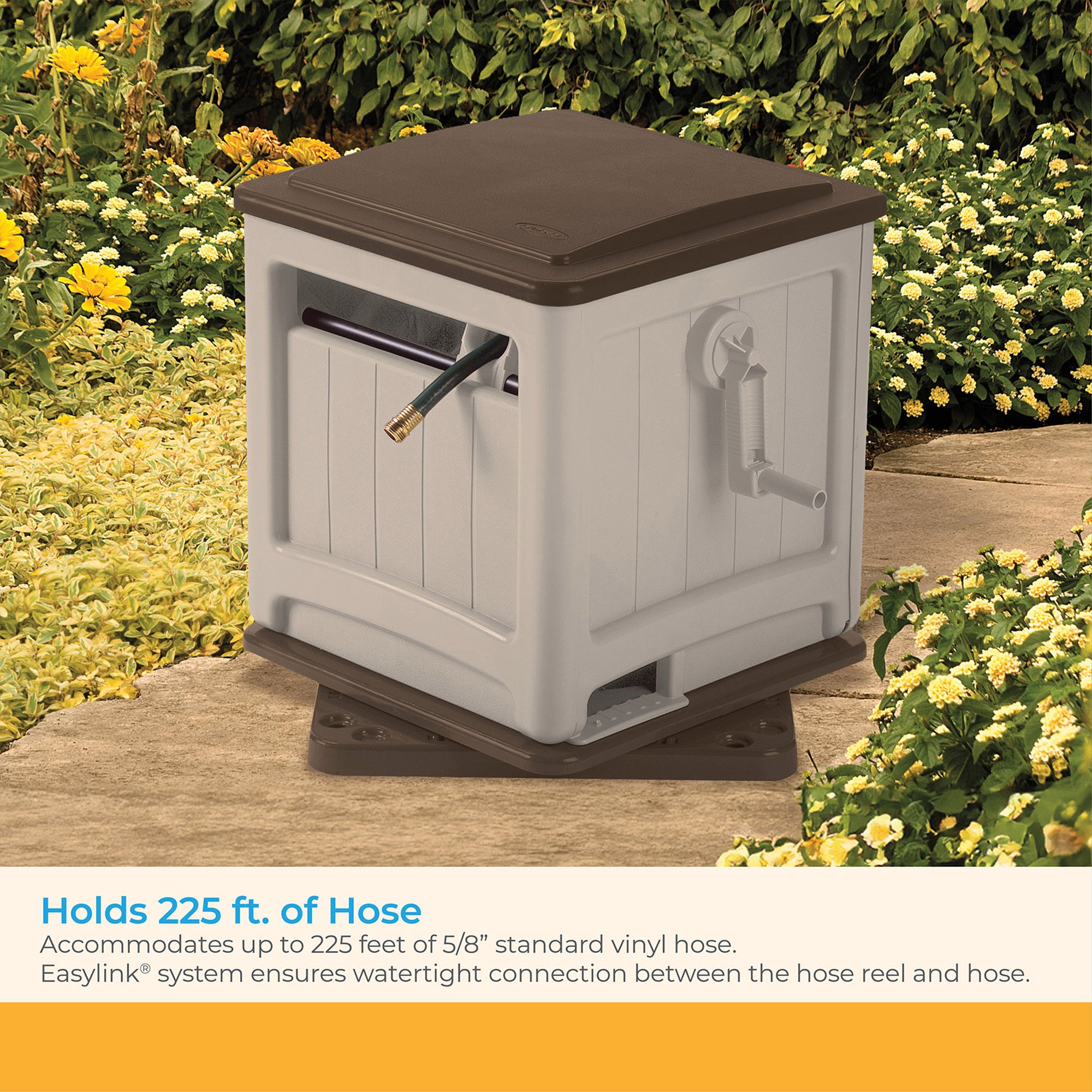 Suncast Swivel Smart Trak Hose Hideaway 225 Foot Hose Reel, Taupe (Open Box)