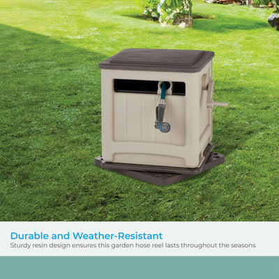Suncast Swivel Smart Trak Hose Hideaway 225 Foot Hose Reel, Taupe (Open Box)