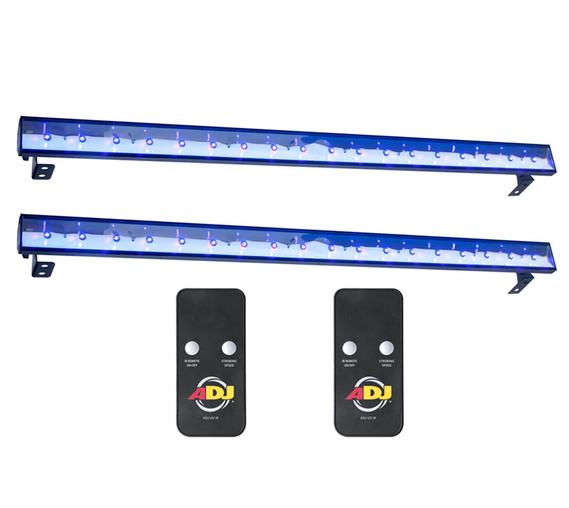 (2) American DJ Eco UV Bar Plus IR Pro LED Black Light Wash Fixtures w/ Remotes