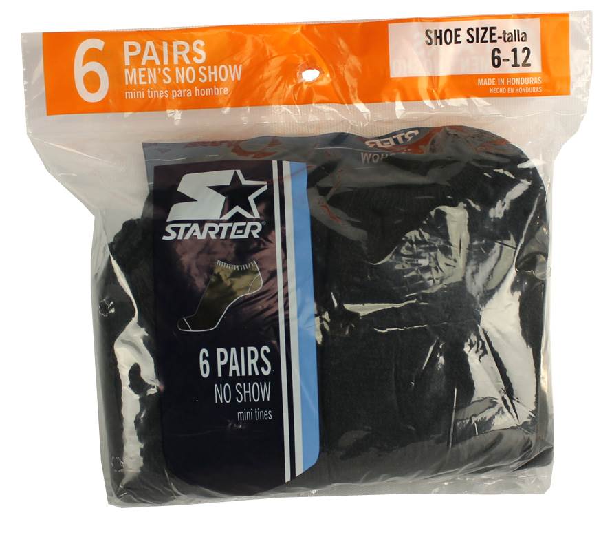 NEW! 24 Pairs Starter SM47106 Men's No Show Crew Socks Shoe Black | Size 6-12