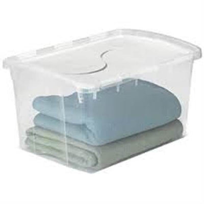 Sterilite Single 48 Qt Clear Base Hinged Lid Storage Tote Container (Open Box)