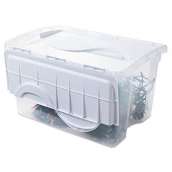 Sterilite Single 48 Qt Clear Base Hinged Lid Storage Tote Container (Open Box)