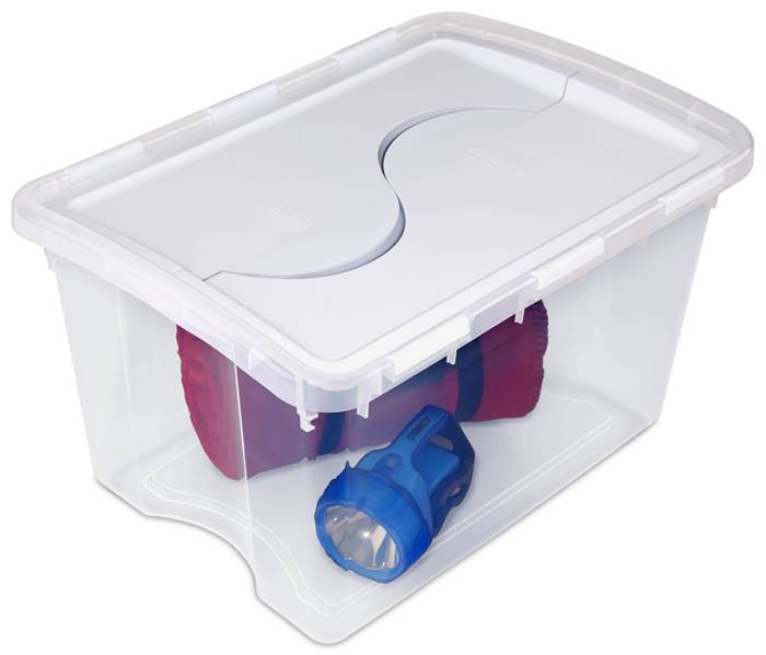 Sterilite Single 48 Qt Clear Base Hinged Lid Storage Tote Container (Open Box)