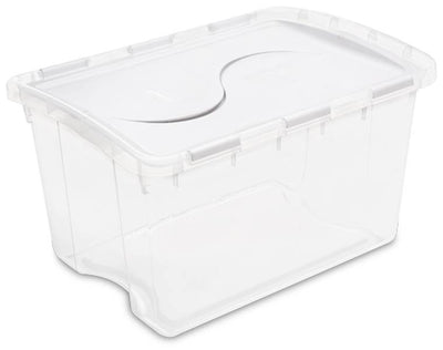 Sterilite Single 48 Qt Clear Base Hinged Lid Storage Tote Container (Open Box)