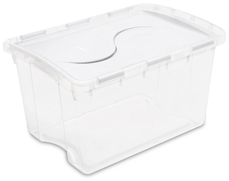 Sterilite Single 48 Qt Clear Base Hinged Lid Storage Tote Container (Open Box)