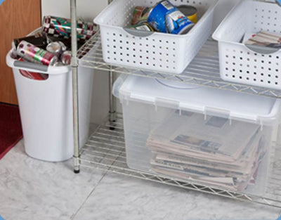 Sterilite Single 48 Qt Clear Base Hinged Lid Storage Tote Container (Open Box)