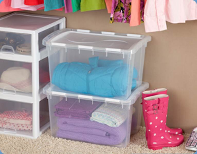 Sterilite Single 48 Qt Clear Base Hinged Lid Storage Tote Container (Open Box)