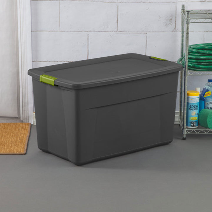 Sterilite 35 Gallon Storage Tote Box, Container Bin w/ Latch Lid, 4 Pack, Gray