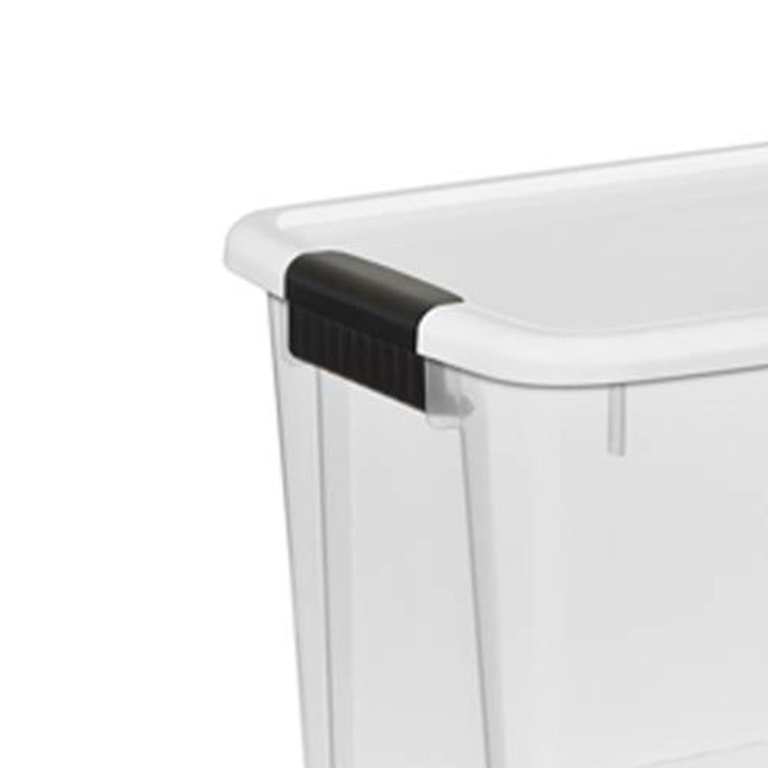 Sterilite 30 Qt Clear Plastic Stackable Storage Bin w/ White Latch Lid, 18 Pack - VMInnovations