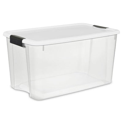 Sterilite 70Qt Ultra Latch Clear Box 4Pk and Velcro 10Ft Low Profile 1" Fastener