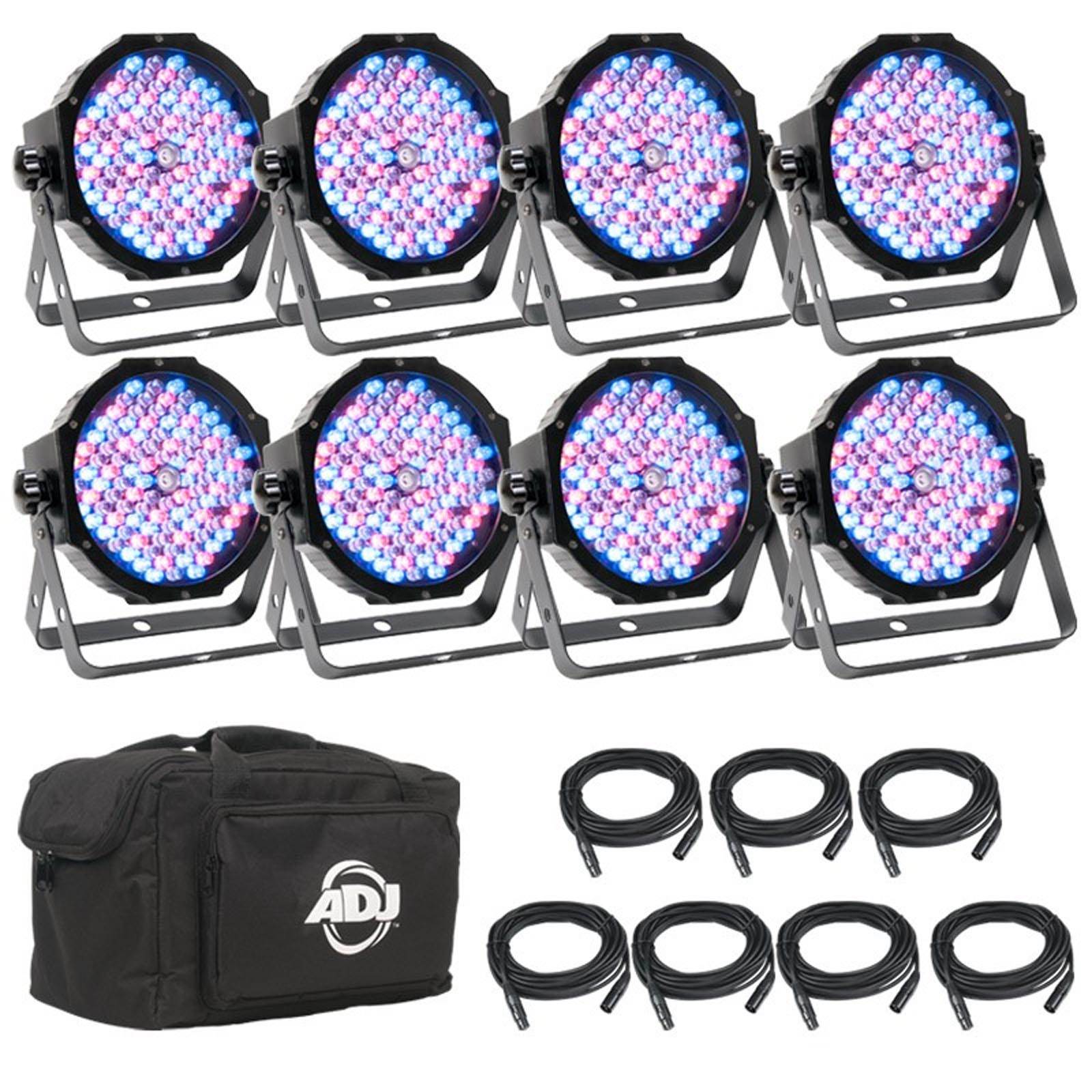 American DJ Mega Flat Pak 8 Plus RGB+UV LED Par Profile System, Bag, and Cables - VMInnovations