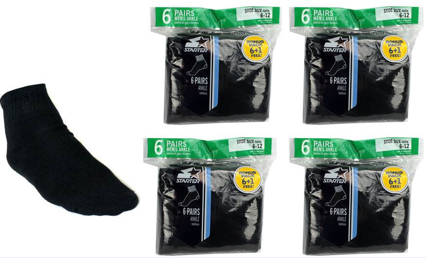 NEW! 32 Pairs Starter SM481B8 Men's Ankle Socks Shoe Quality Black - Size 6-12