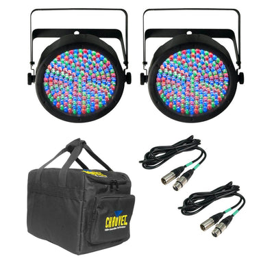 (2) Chauvet SlimPar 64 LED Slim Par Can Pro DJ RGB Light Effects + Case + Cables