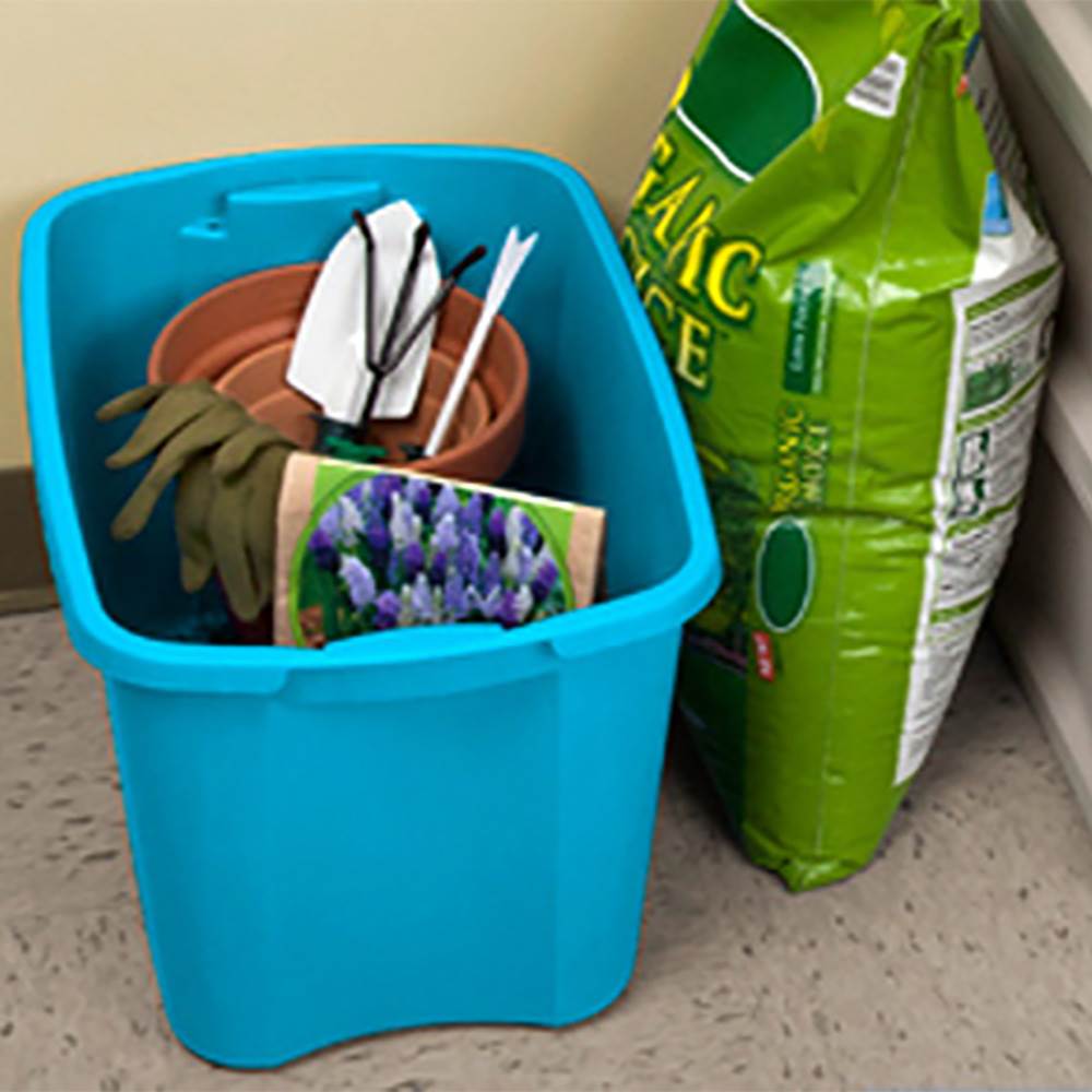 9 Pack Sterilite Plastic Latching 10 Gallon Storage Container Tote Box- Open Box