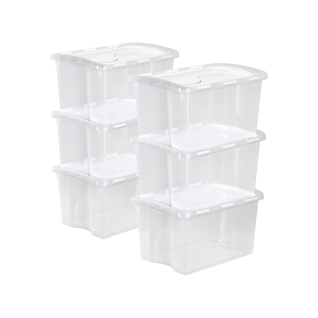 Sterilite 48 Quart Hinged Lid Storage Box Plastic Stackable Bin with Lid, 6 Pack - VMInnovations