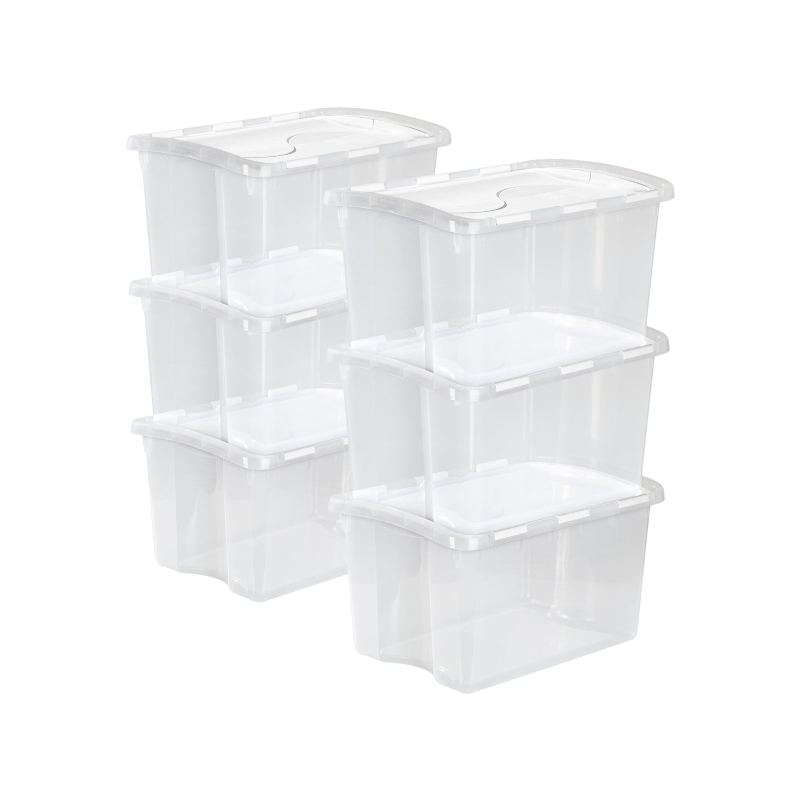 Sterilite 48 Quart Hinged Lid Storage Box Plastic Stackable Bin with Lid, 6 Pack - VMInnovations