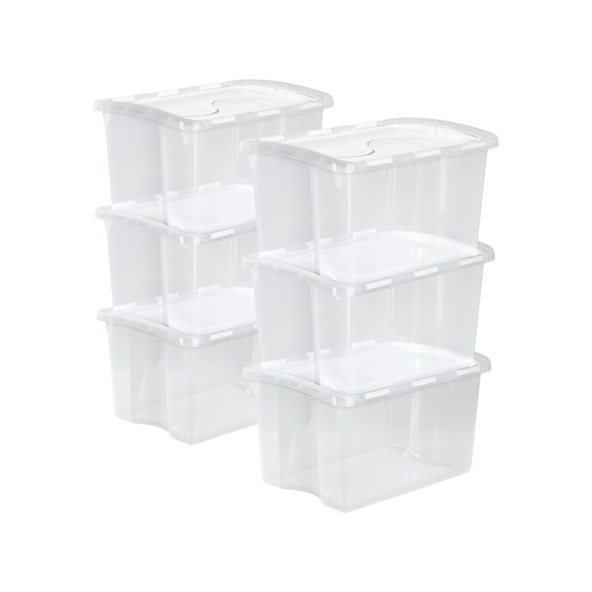 Sterilite 48 Quart Hinged Lid Storage Box Plastic Stackable Bin with Lid, 6 Pack - VMInnovations