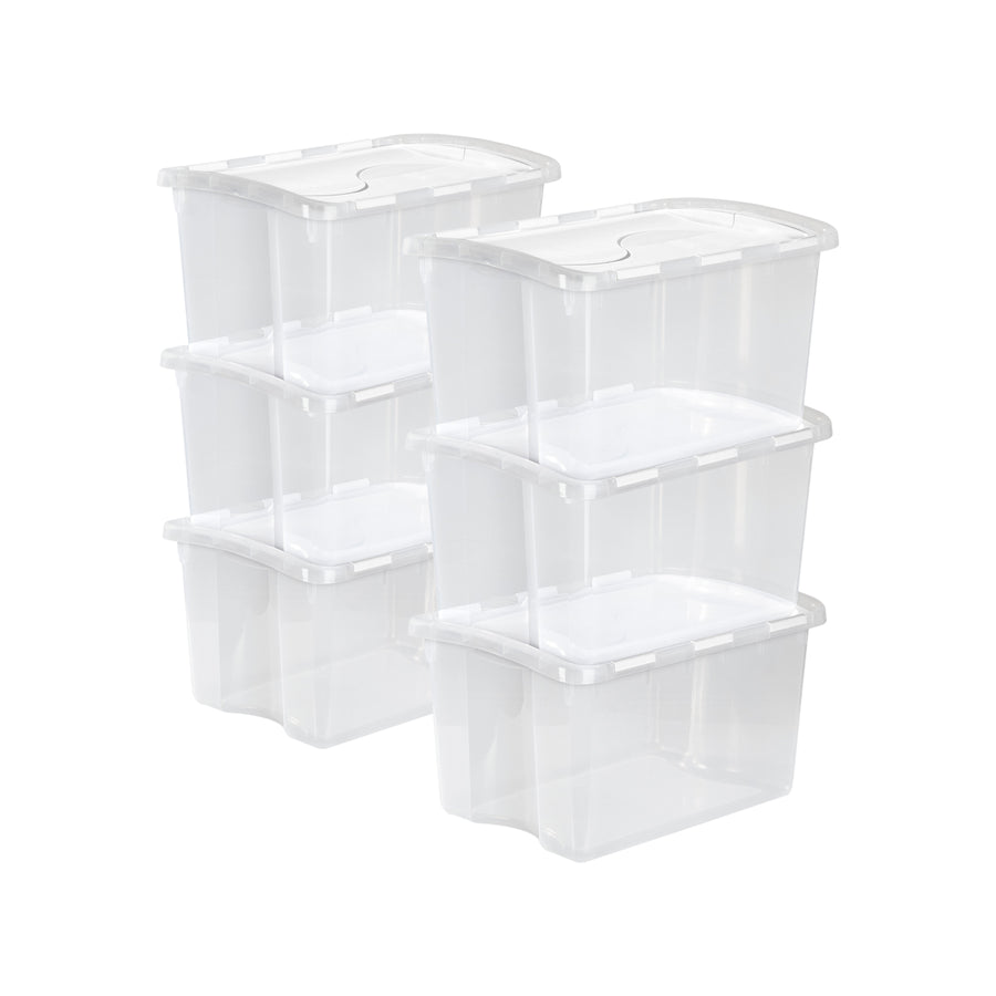 Sterilite 48 Quart Hinged Lid Storage Box Plastic Stackable Bin with Lid, 6 Pack - VMInnovations