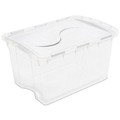 Sterilite 48 Quart Hinged Lid Storage Box Plastic Stackable Bin with Lid, 6 Pack