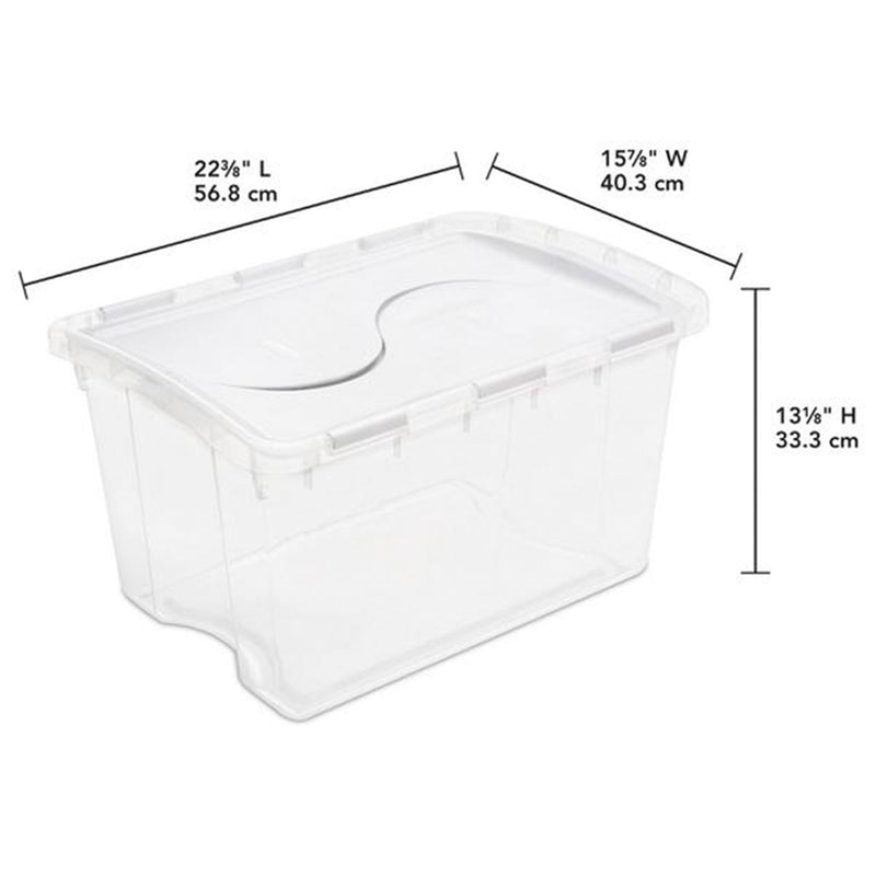 Sterilite 48 Quart Hinged Lid Storage Box Plastic Stackable Bin with Lid, 6 Pack