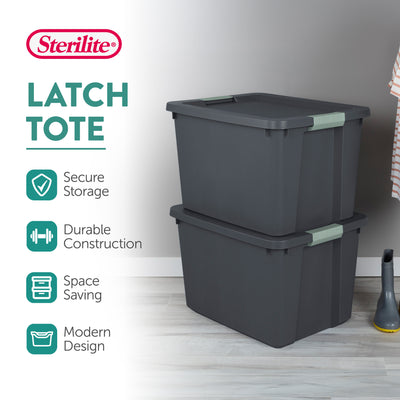 Sterilite 18 Pack 20 Gallon Latch Tote, Stackable Plastic Storage Bin Container