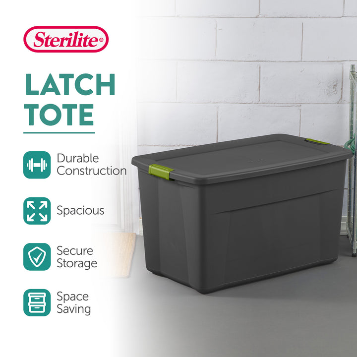 Sterilite 35 Gallon Storage Tote Box, Container Bin w/ Latch Lid, 4 Pack, Gray