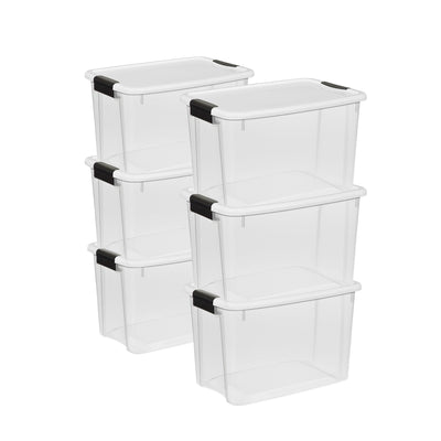 Sterilite 30 Quart Ultra Latch Storage Box w/White Lid (Open Box) (6 Pack)