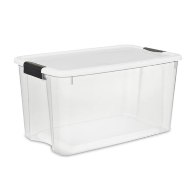Sterilite 70 Qt Clear Plastic Stackable Storage Bin with Latching Lid, (4 Pack)