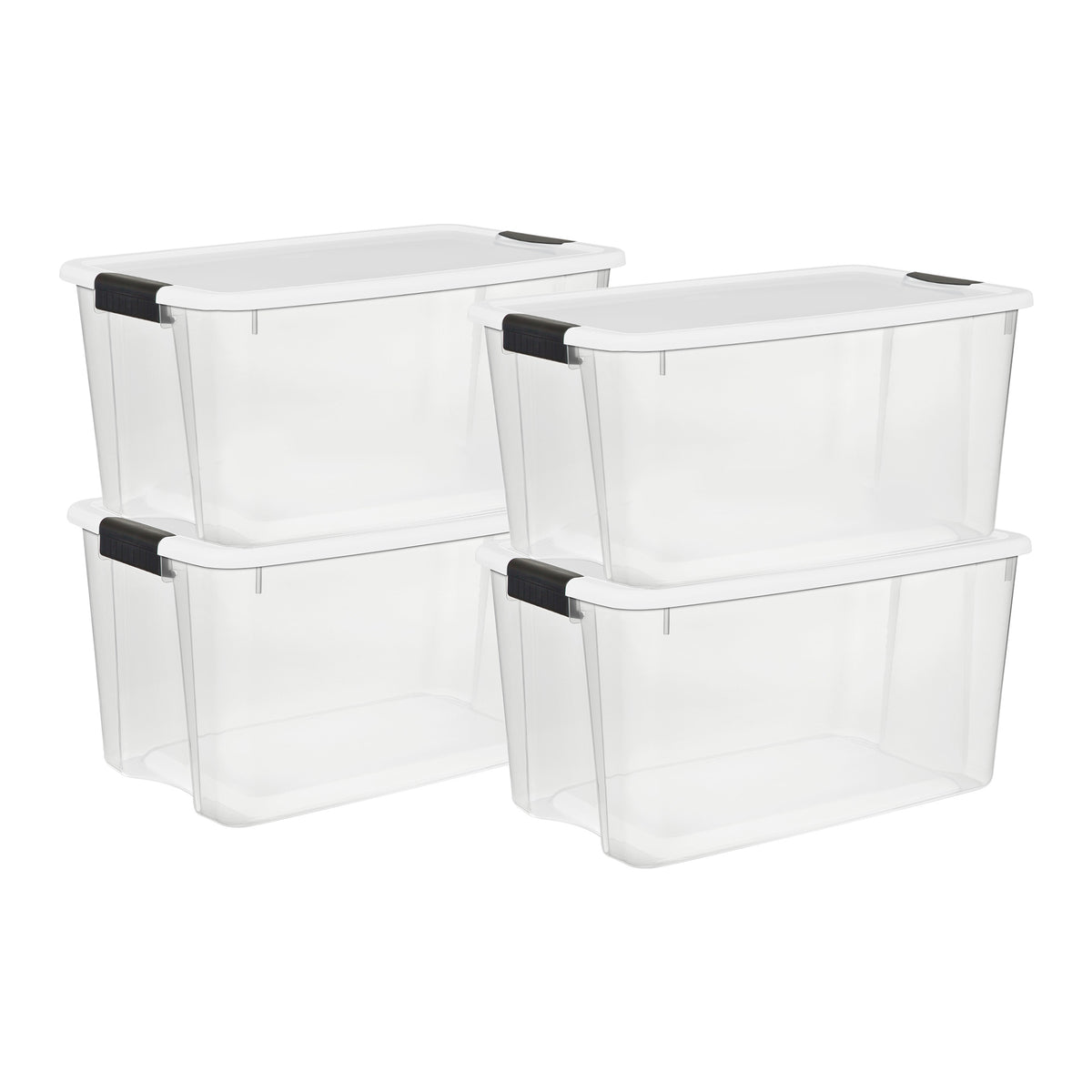 4-Pk Sterilite 70 Quart Ultra Latch Storage Box, White Lid (Open Box)