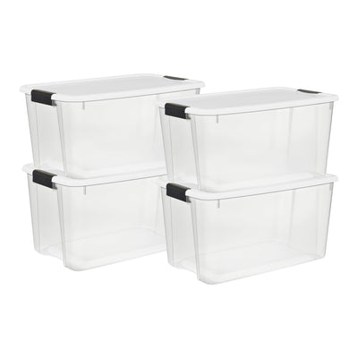 4-Pk Sterilite 70 Quart Ultra Latch Storage Box, White Lid (Open Box)