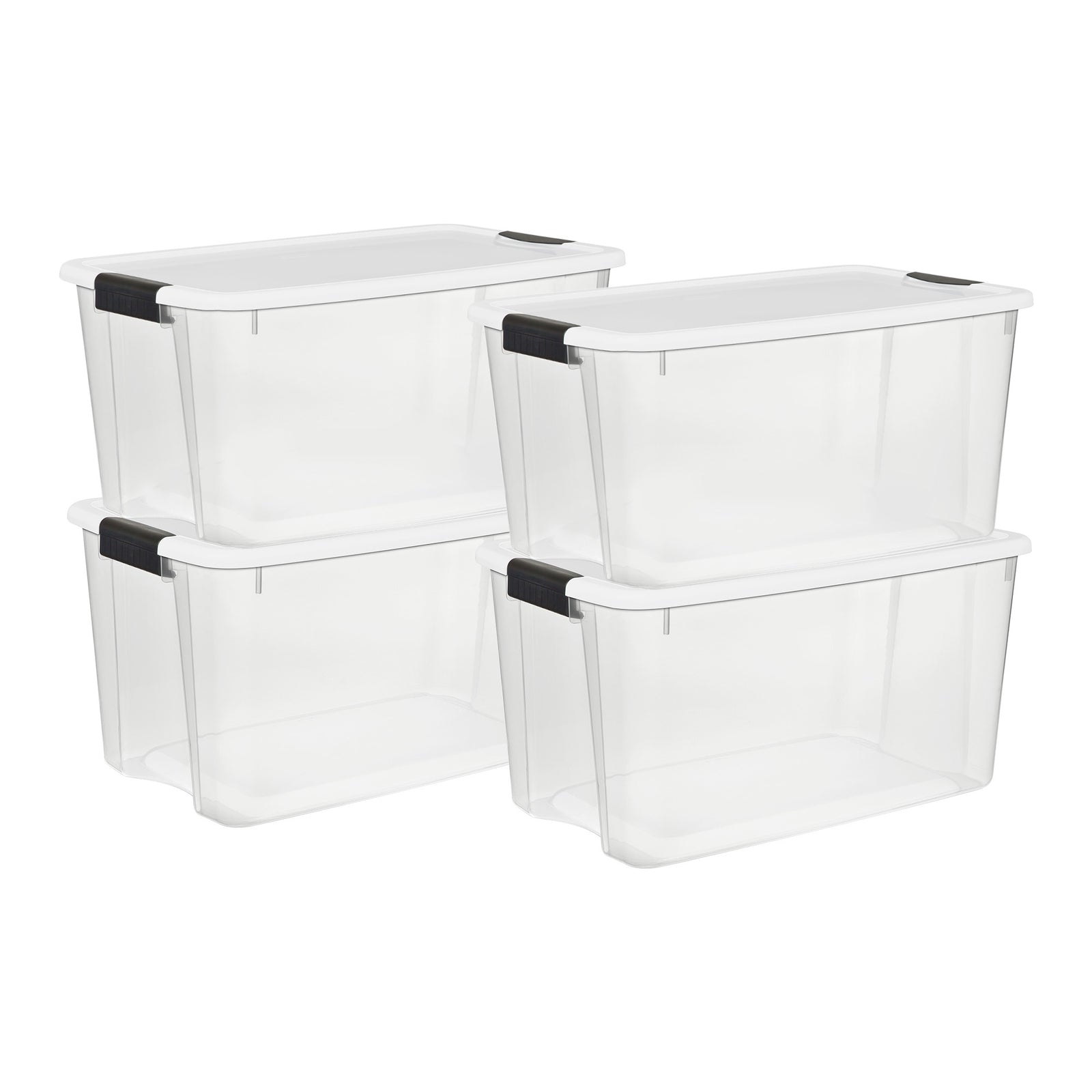 Sterilite 70 Qt Clear Plastic Stackable Storage Bin with Latching Lid, (4 Pack) - VMInnovations