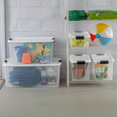 Sterilite 70 Qt Clear Plastic Stackable Storage Bin with Latching Lid, (4 Pack) - VMInnovations