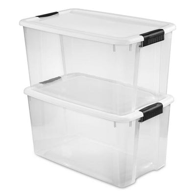 Sterilite 70 Qt Clear Plastic Stackable Storage Bin with Latching Lid, (4 Pack) - VMInnovations