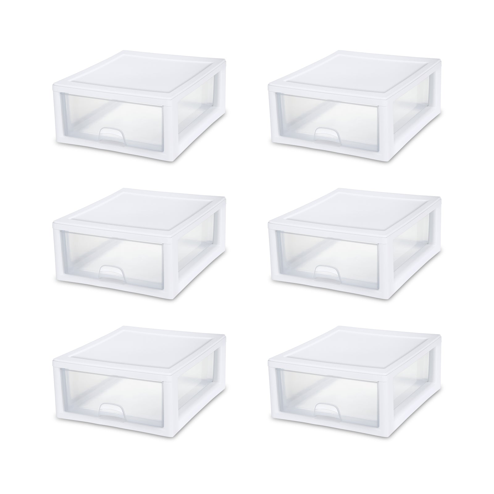 Sterilite 16 Quart Clear Plastic Stacking Storage Drawer Container Box, 6 Pack - VMInnovations